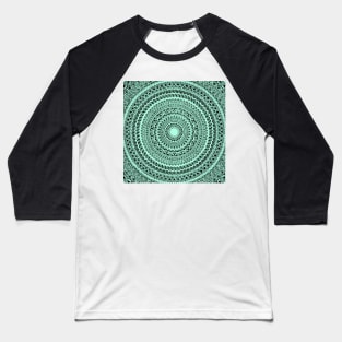 Light green mandala design on black Baseball T-Shirt